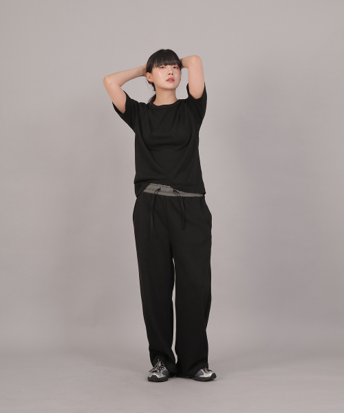 SAINTCREW(セントクルー)の「ソフトエッセンシャル起毛ワイドパンツ SEK-388 グレー/ブラック(スウェットパンツ・レディース・その他・FREE)」の8枚目の写真