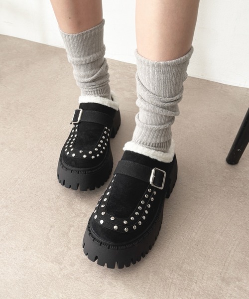WEGO(ウィゴー)の「WEGO/スタッズベルトサボ(スリッポン・レディース・ブラック・SMALL/MEDIUM/LARGE)」の1枚目の写真