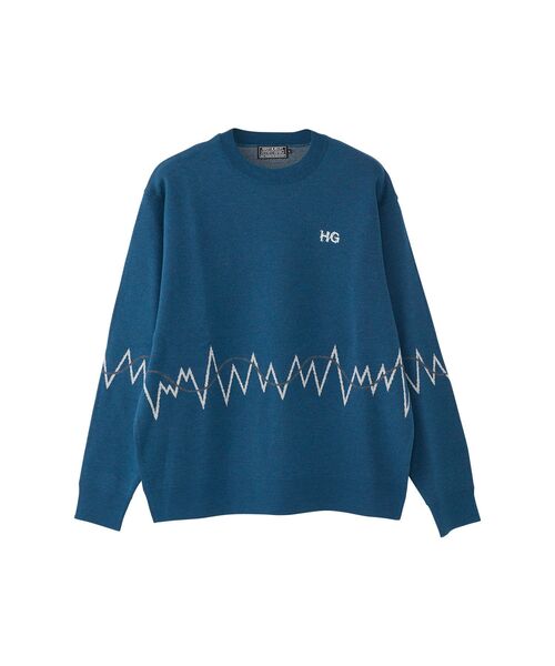 HYSTERIC GLAMOUR(ヒステリックグラマー)の「HG NEW WAVE LOGO刺繍 セーター(ニット/セーター・メンズ・ブルー/ブラック・MEDIUM/LARGE/X-LARGE)」の2枚目の写真