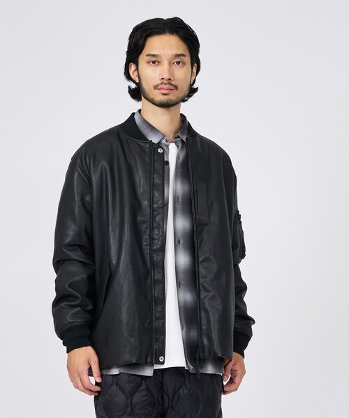 TAION(タイオン)の「【TAION / タイオン】ジャパンスペシャル リバーシブル MA-1 フェイクレザー×ダウンジャケットTAION-JK02JS-2(ブルゾン・メンズ・ブラック系その他/ブラック・L/M)」の5枚目の写真