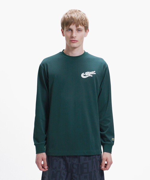 LACOSTE(ラコステ)の「ネーム&ワニロゴグラフィック長袖Tシャツ(Tシャツ/カットソー・メンズ・ブラック/ダークグリーン/オフホワイト・2/5/4/3)」の3枚目の写真