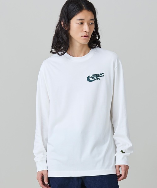 LACOSTE(ラコステ)の「ネーム&ワニロゴグラフィック長袖Tシャツ(Tシャツ/カットソー・メンズ・ブラック/ダークグリーン/オフホワイト・2/5/4/3)」の8枚目の写真