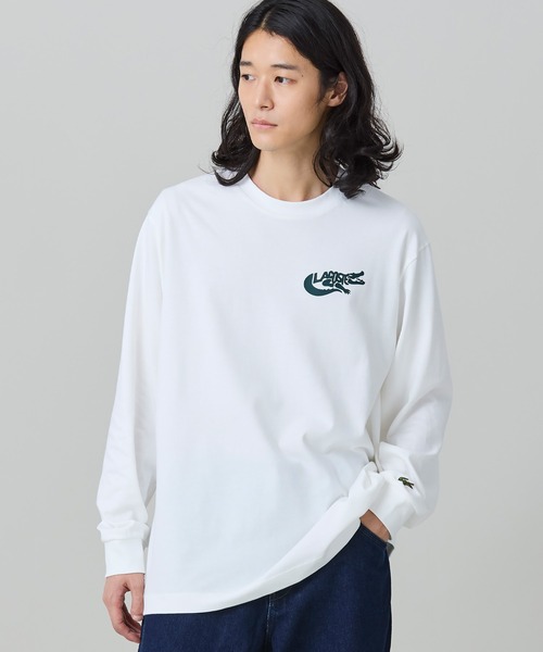 LACOSTE(ラコステ)の「ネーム&ワニロゴグラフィック長袖Tシャツ(Tシャツ/カットソー・メンズ・ブラック/ダークグリーン/オフホワイト・2/5/4/3)」の9枚目の写真