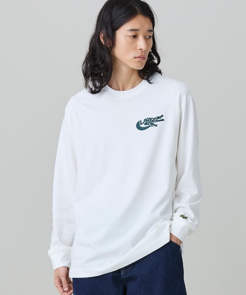 LACOSTE(ラコステ)の「ネーム&ワニロゴグラフィック長袖Tシャツ(Tシャツ/カットソー・メンズ・ブラック/ダークグリーン/オフホワイト・2/5/4/3)」の11枚目の写真