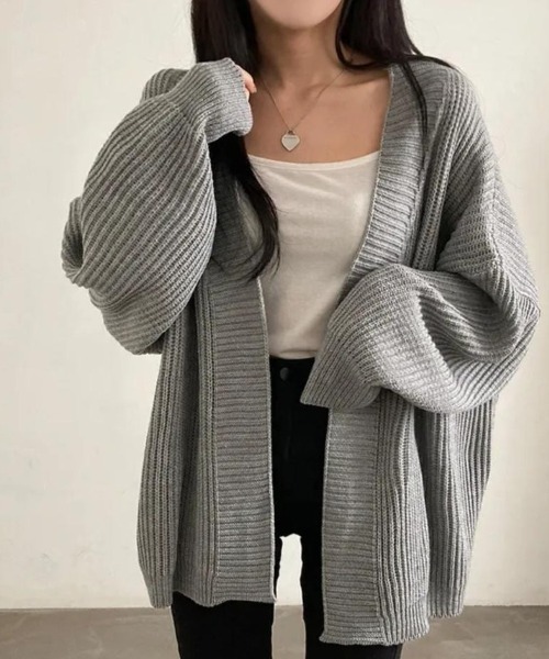 Beststore(ベストストア)の「ざっくり編みが可愛い♪ トレンドのオーバーサイズニットカーディガン(カーディガン/ボレロ・レディース・アイボリー/ブラック/ベージュ/グレー/ライトブラウン・FREE)」の3枚目の写真