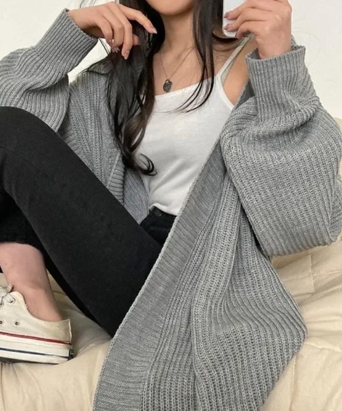 Beststore(ベストストア)の「ざっくり編みが可愛い♪ トレンドのオーバーサイズニットカーディガン(カーディガン/ボレロ・レディース・アイボリー/ブラック/ベージュ/グレー/ライトブラウン・FREE)」の11枚目の写真