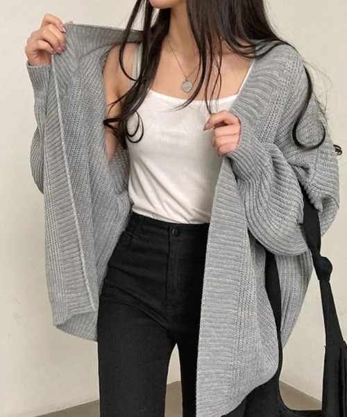 Beststore(ベストストア)の「ざっくり編みが可愛い♪ トレンドのオーバーサイズニットカーディガン(カーディガン/ボレロ・レディース・アイボリー/ブラック/ベージュ/グレー/ライトブラウン・FREE)」の8枚目の写真