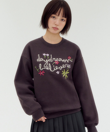 DAYDREAM BELIEVER 刺繍スウェットTシャツ AMM1413 (ダークブラウン)