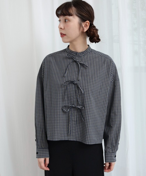 fig London(フィグロンドン)の「ribbon shirt(シャツ/ブラウス・レディース・ネイビー/ベージュ/ホワイト・FREE)」の17枚目の写真