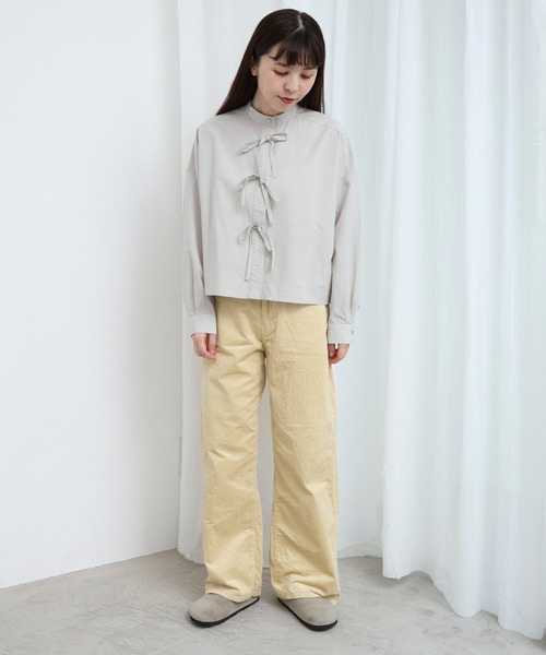 fig London(フィグロンドン)の「ribbon shirt(シャツ/ブラウス・レディース・ネイビー/ベージュ/ホワイト・FREE)」の5枚目の写真