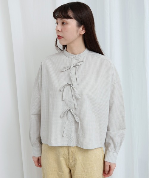 fig London(フィグロンドン)の「ribbon shirt(シャツ/ブラウス・レディース・ネイビー/ベージュ/ホワイト・FREE)」の13枚目の写真