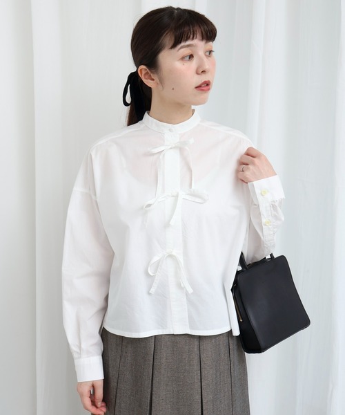 fig London(フィグロンドン)の「ribbon shirt(シャツ/ブラウス・レディース・ネイビー/ベージュ/ホワイト・FREE)」の21枚目の写真