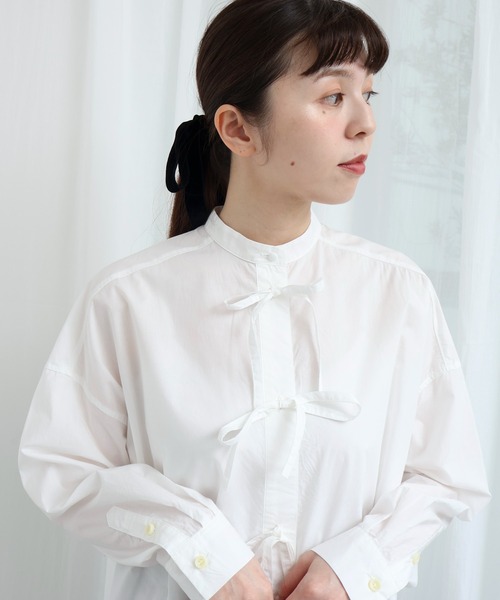 fig London(フィグロンドン)の「ribbon shirt(シャツ/ブラウス・レディース・ネイビー/ベージュ/ホワイト・FREE)」の20枚目の写真