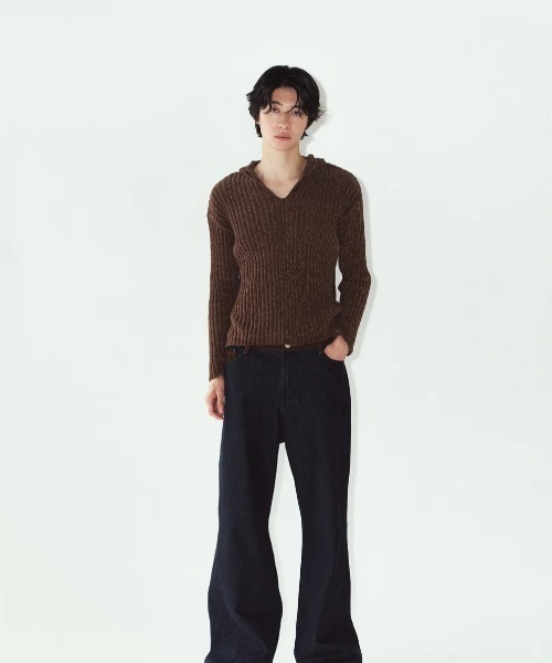 Knuth Marf(クヌースマーフ)の「Knuth Marf rib hoodie boucle knit(ニット/セーター・レディース・ブラウン・FREE)」の5枚目の写真