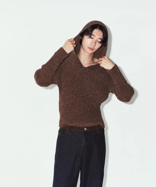 Knuth Marf(クヌースマーフ)の「Knuth Marf rib hoodie boucle knit(ニット/セーター・レディース・ブラウン・FREE)」の4枚目の写真
