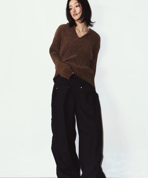 Knuth Marf(クヌースマーフ)の「Knuth Marf rib hoodie boucle knit(ニット/セーター・レディース・ブラウン・FREE)」の6枚目の写真