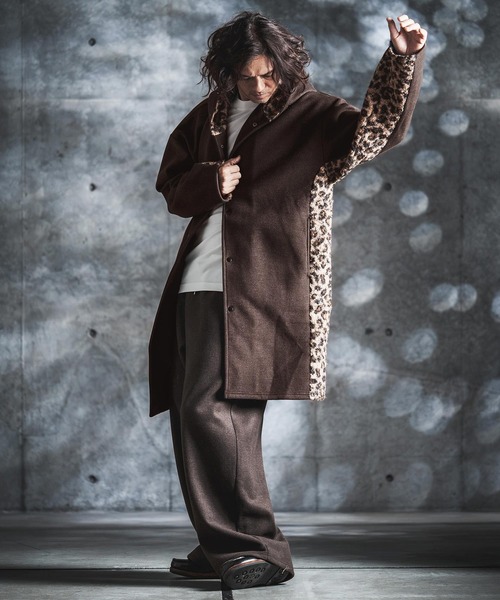 GLIMCLAP(グリムクラップ)の「mj11989-Wool-Blend Flannel × Leopard Side-Panel Hoodie Coat フーディーコート(212-050-gla-cg)(その他アウター・メンズ・グレイッシュベージュ/チャコールグレー/ブラック/ブラウン・L/M/S)」の7枚目の写真
