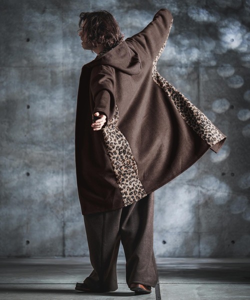 GLIMCLAP(グリムクラップ)の「mj11989-Wool-Blend Flannel × Leopard Side-Panel Hoodie Coat フーディーコート(212-050-gla-cg)(その他アウター・メンズ・グレイッシュベージュ/チャコールグレー/ブラック/ブラウン・L/M/S)」の9枚目の写真