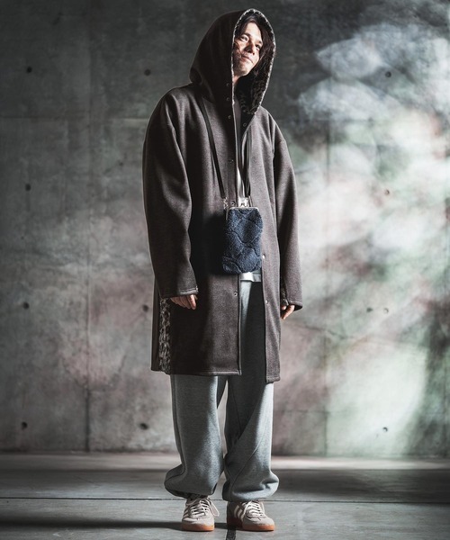 GLIMCLAP(グリムクラップ)の「mj11989-Wool-Blend Flannel × Leopard Side-Panel Hoodie Coat フーディーコート(212-050-gla-cg)(その他アウター・メンズ・グレイッシュベージュ/チャコールグレー/ブラック/ブラウン・L/M/S)」の14枚目の写真