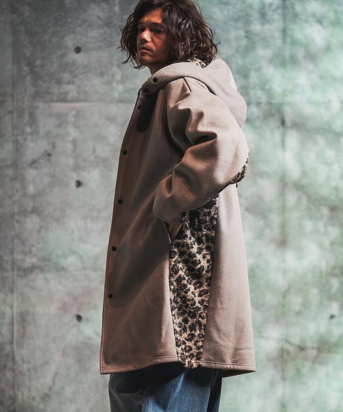 GLIMCLAP(グリムクラップ)の「mj11989-Wool-Blend Flannel × Leopard Side-Panel Hoodie Coat フーディーコート(212-050-gla-cg)(その他アウター・メンズ・グレイッシュベージュ/チャコールグレー/ブラック/ブラウン・L/M/S)」の16枚目の写真
