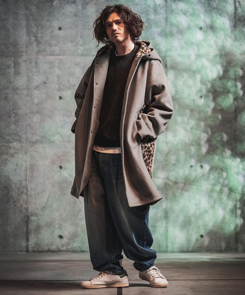GLIMCLAP(グリムクラップ)の「mj11989-Wool-Blend Flannel × Leopard Side-Panel Hoodie Coat フーディーコート(212-050-gla-cg)(その他アウター・メンズ・グレイッシュベージュ/チャコールグレー/ブラック/ブラウン・L/M/S)」の18枚目の写真