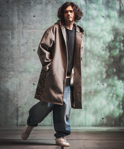 GLIMCLAP(グリムクラップ)の「mj11989-Wool-Blend Flannel × Leopard Side-Panel Hoodie Coat フーディーコート(212-050-gla-cg)(その他アウター・メンズ・グレイッシュベージュ/チャコールグレー/ブラック/ブラウン・L/M/S)」の19枚目の写真