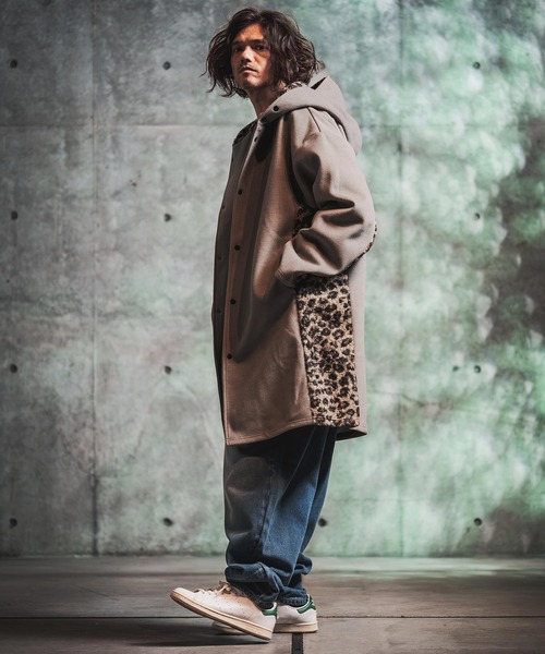 GLIMCLAP(グリムクラップ)の「mj11989-Wool-Blend Flannel × Leopard Side-Panel Hoodie Coat フーディーコート(212-050-gla-cg)(その他アウター・メンズ・グレイッシュベージュ/チャコールグレー/ブラック/ブラウン・L/M/S)」の20枚目の写真