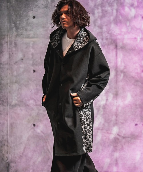 GLIMCLAP(グリムクラップ)の「mj11989-Wool-Blend Flannel × Leopard Side-Panel Hoodie Coat フーディーコート(212-050-gla-cg)(その他アウター・メンズ・グレイッシュベージュ/チャコールグレー/ブラック/ブラウン・L/M/S)」の22枚目の写真