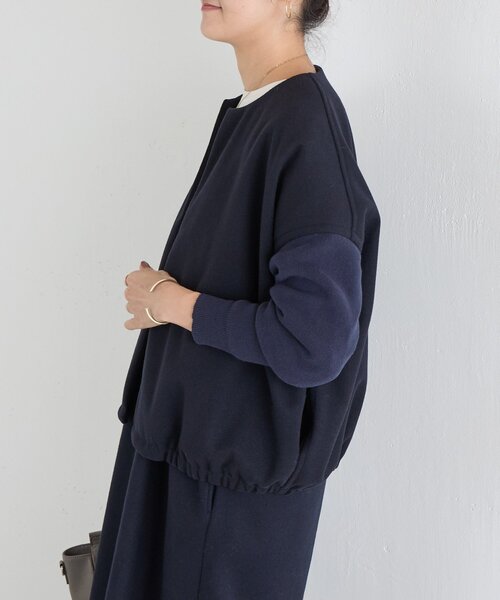 BEARDSLEY(ビアズリー)の「袖ニットウールライク羽織り(ブルゾン・レディース・ネイビー/ブラック・FREE)」の18枚目の写真