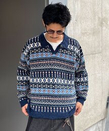 フェアアイルモールニットスキッパーポロ
