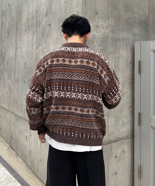 CIAOPANIC(チャオパニック)の「フェアアイルモールニットスキッパーポロ(ニット/セーター・メンズ・ネイビー/ブラウン・MEDIUM/LARGE)」の7枚目の写真