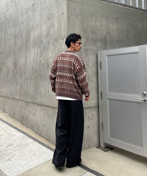 CIAOPANIC(チャオパニック)の「フェアアイルモールニットスキッパーポロ(ニット/セーター・メンズ・ネイビー/ブラウン・MEDIUM/LARGE)」の4枚目の写真