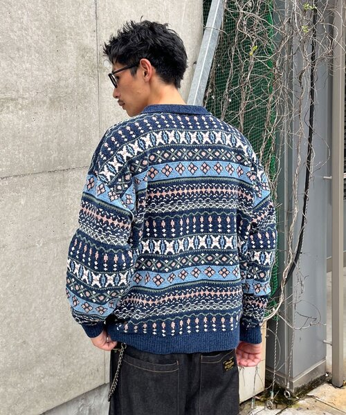 CIAOPANIC(チャオパニック)の「フェアアイルモールニットスキッパーポロ(ニット/セーター・メンズ・ネイビー/ブラウン・MEDIUM/LARGE)」の15枚目の写真