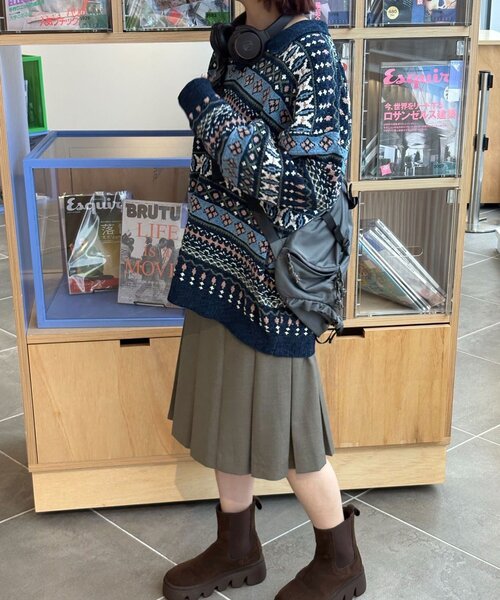 CIAOPANIC(チャオパニック)の「フェアアイルモールニットスキッパーポロ(ニット/セーター・メンズ・ネイビー/ブラウン・MEDIUM/LARGE)」の10枚目の写真