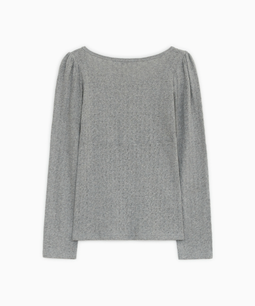 OHESHIO(オヘシオ)の「PUNCHING SQUARE BUTTON KNIT LONG SLEEVE, GRAY(Tシャツ/カットソー・レディース・その他・FREE)」の9枚目の写真