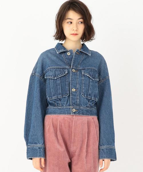 Another Edition（アナザーエディション）の「ショートブルゾン（デニムジャケット・レディース・ベージュ/コバルトブルー・MEDIUM/SMALL）」の7枚目の写真