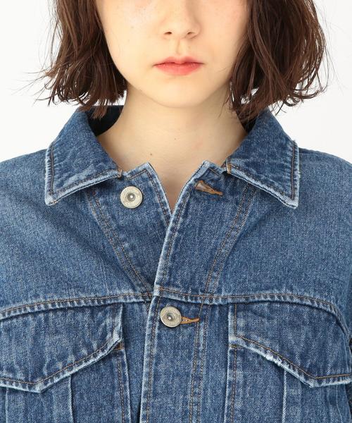 Another Edition（アナザーエディション）の「ショートブルゾン（デニムジャケット・レディース・ベージュ/コバルトブルー・MEDIUM/SMALL）」の8枚目の写真