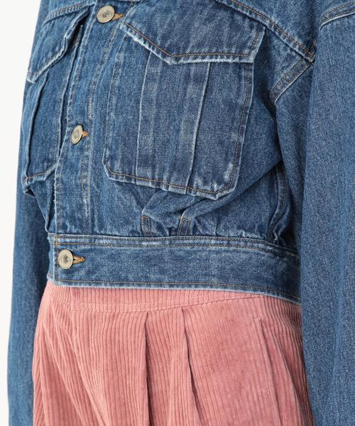 Another Edition（アナザーエディション）の「ショートブルゾン（デニムジャケット・レディース・ベージュ/コバルトブルー・MEDIUM/SMALL）」の11枚目の写真