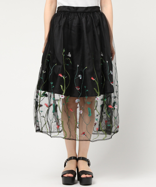 WEGO(ウィゴー)の「WEGO/刺繍チュールロングスカート(スカート・レディース・ブラック/ホワイト・FREE)」の8枚目の写真