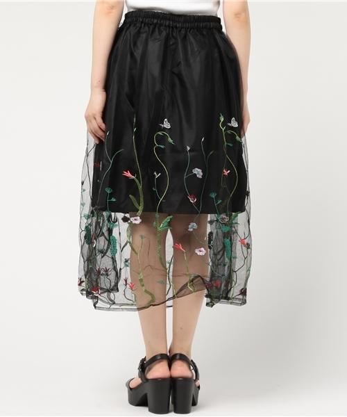 WEGO(ウィゴー)の「WEGO/刺繍チュールロングスカート(スカート・レディース・ブラック/ホワイト・FREE)」の10枚目の写真