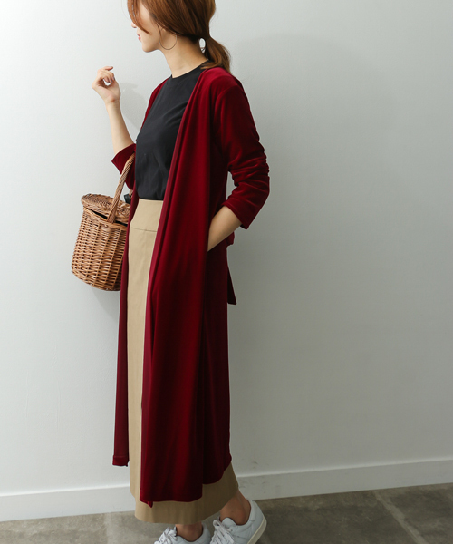 URBAN RESEARCH DOORS（アーバンリサーチドアーズ）の「【店舗振り分け】ベロアガウン∴（カーディガン/ボレロ・レディース・ボルドー/ネイビー・ONE）」の2枚目の写真