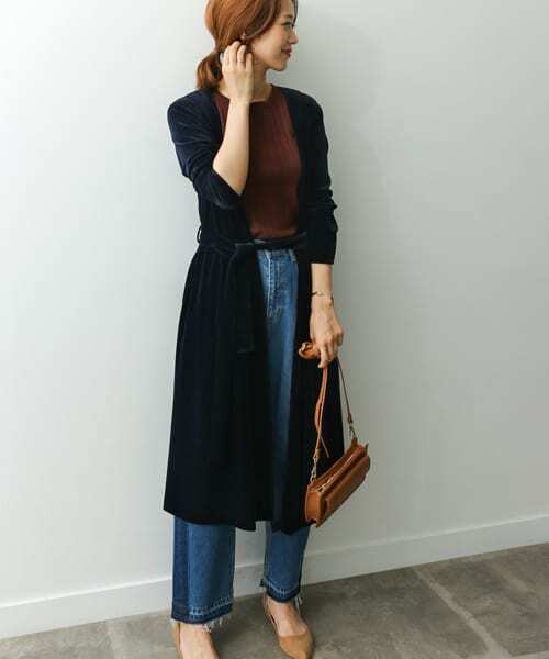 URBAN RESEARCH DOORS（アーバンリサーチドアーズ）の「【店舗振り分け】ベロアガウン∴（カーディガン/ボレロ・レディース・ボルドー/ネイビー・ONE）」の4枚目の写真