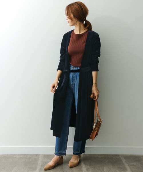 URBAN RESEARCH DOORS（アーバンリサーチドアーズ）の「【店舗振り分け】ベロアガウン∴（カーディガン/ボレロ・レディース・ボルドー/ネイビー・ONE）」の5枚目の写真