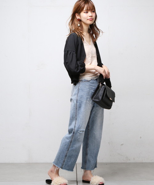 natural couture（ナチュラルクチュール）の「ボリューム袖シャツブルゾン（ブルゾン・レディース・ブラック/グレイッシュベージュ/カーキ・FREE）」の2枚目の写真