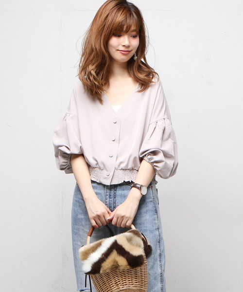 natural couture（ナチュラルクチュール）の「ボリューム袖シャツブルゾン（ブルゾン・レディース・ブラック/グレイッシュベージュ/カーキ・FREE）」の7枚目の写真