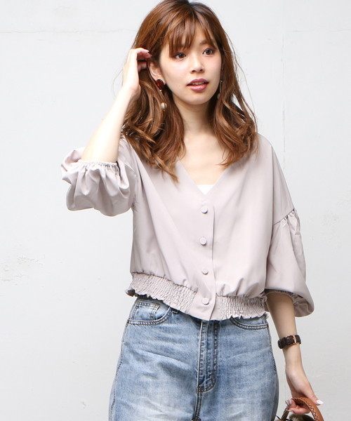 natural couture（ナチュラルクチュール）の「ボリューム袖シャツブルゾン（ブルゾン・レディース・ブラック/グレイッシュベージュ/カーキ・FREE）」の12枚目の写真