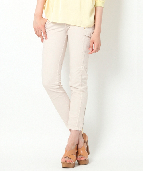 qualite(カリテ)の「カラーカーゴストレッチパンツ(カーゴパンツ・レディース・ミント/イエロー/オレンジ/ベージュ・2/1/3)」の2枚目の写真