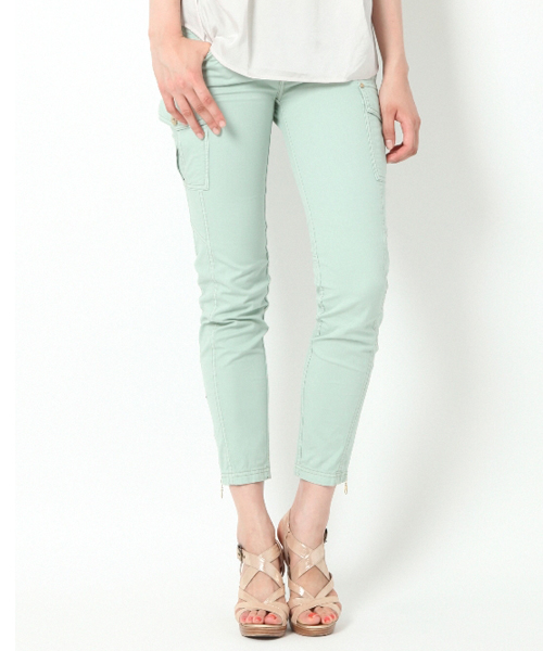 qualite(カリテ)の「カラーカーゴストレッチパンツ(カーゴパンツ・レディース・ミント/イエロー/オレンジ/ベージュ・2/1/3)」の3枚目の写真