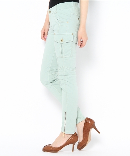 qualite(カリテ)の「カラーカーゴストレッチパンツ(カーゴパンツ・レディース・ミント/イエロー/オレンジ/ベージュ・2/1/3)」の5枚目の写真