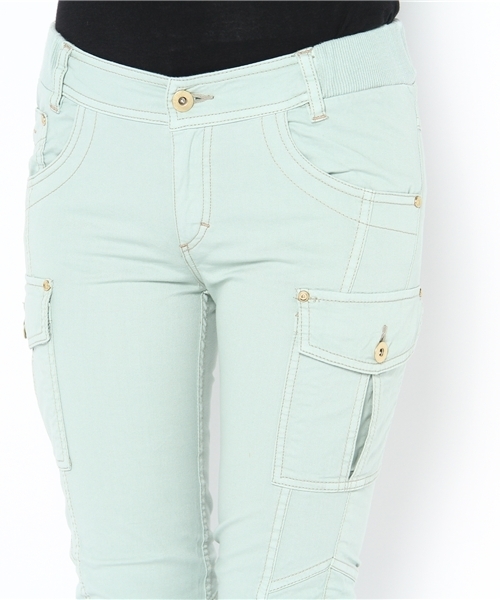 qualite(カリテ)の「カラーカーゴストレッチパンツ(カーゴパンツ・レディース・ミント/イエロー/オレンジ/ベージュ・2/1/3)」の7枚目の写真